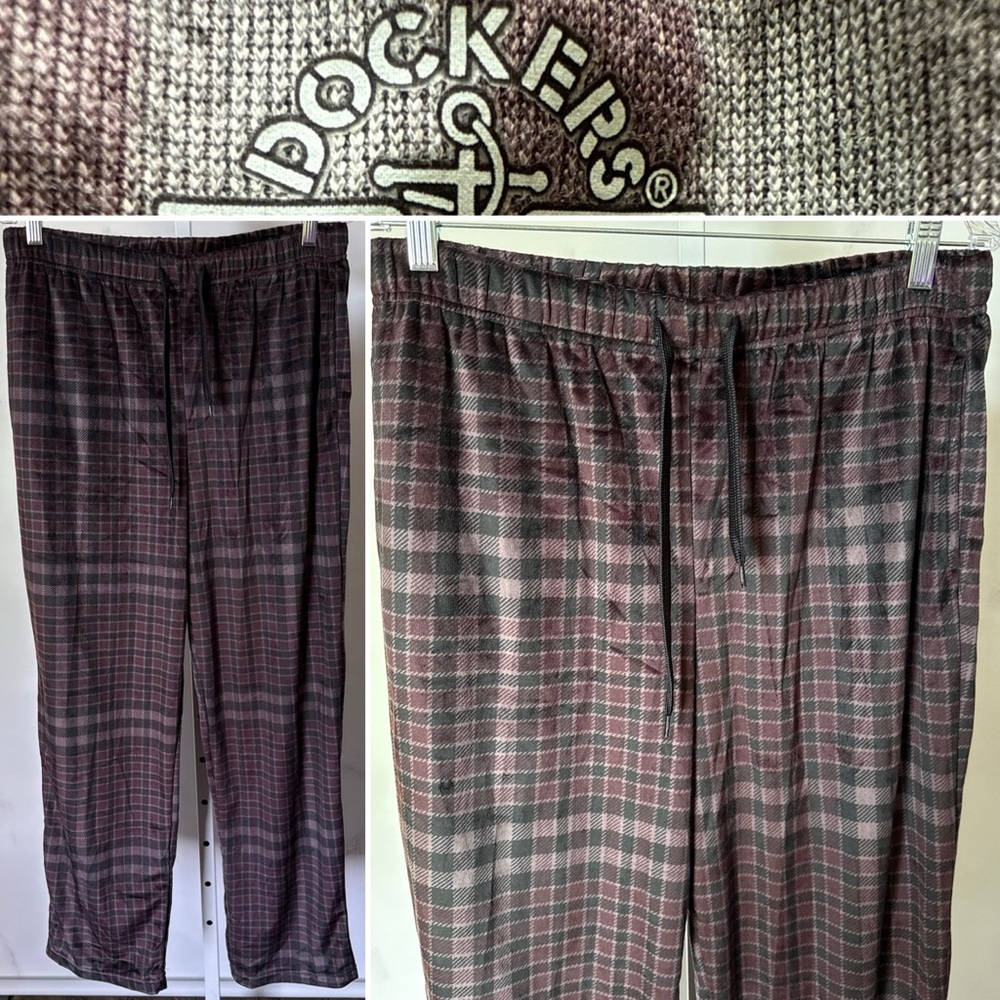 Dockers Men’s Black/purple Plaid Pajama Pants Size L NWOT